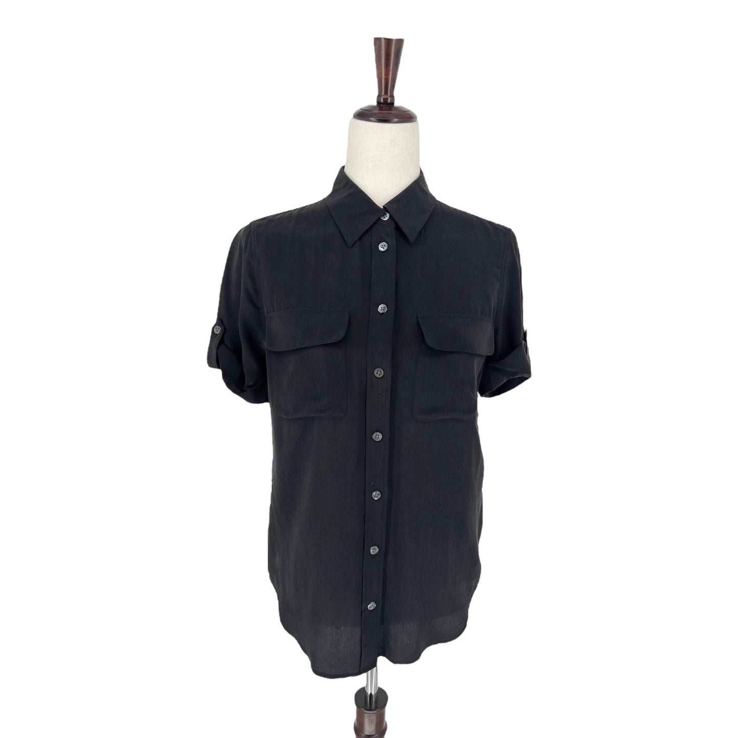 Equipment Slim Signature Short Sleeve Silk Blouse | Extra Small