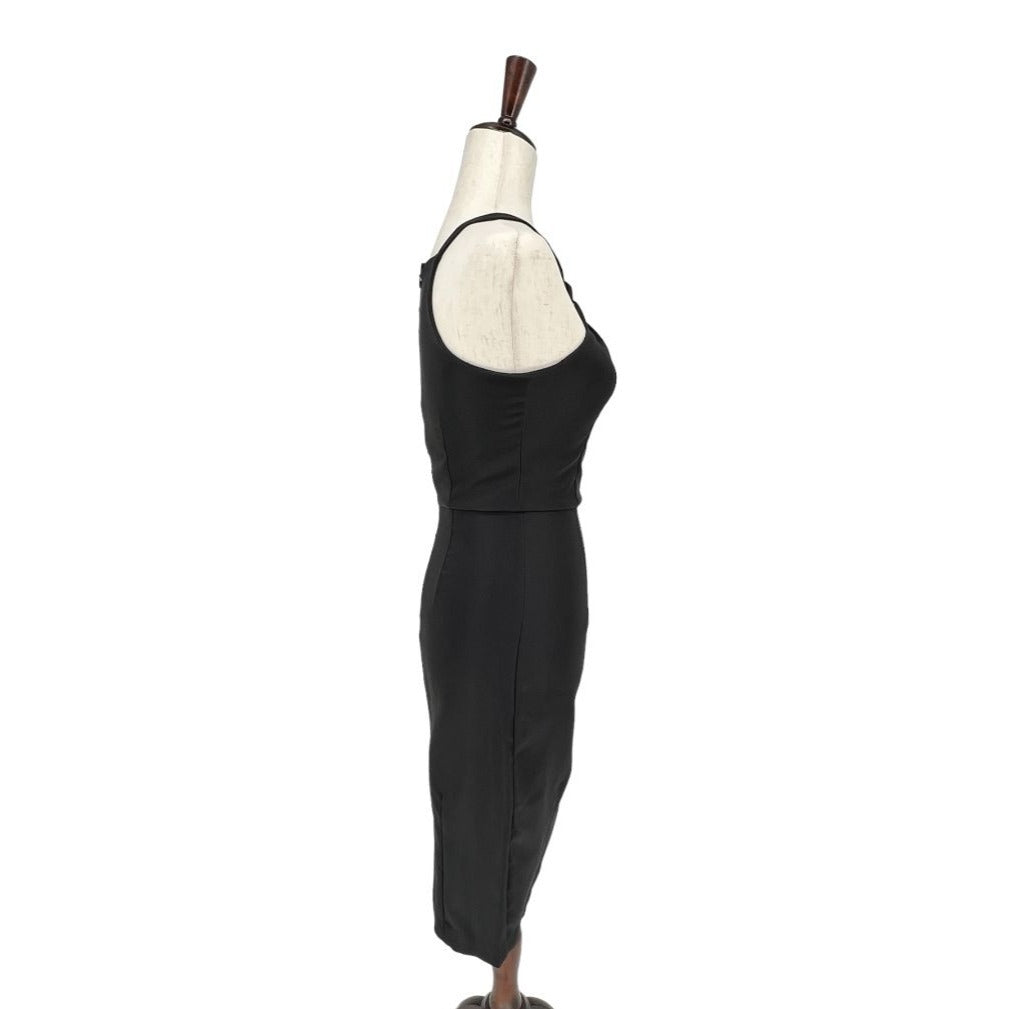 Lulu's Sexy Black Dress w/ Front Keyhole & Cross Straps | Small