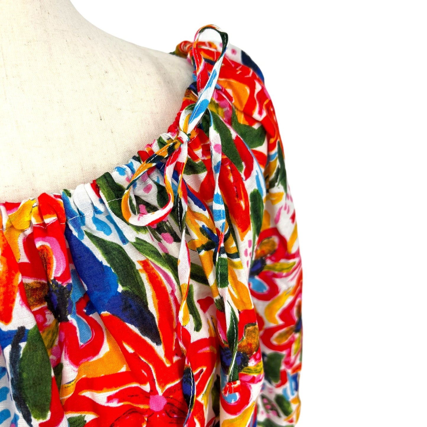 Handmade Floral Painted Patter Off The Shoulder Blouse | 2x