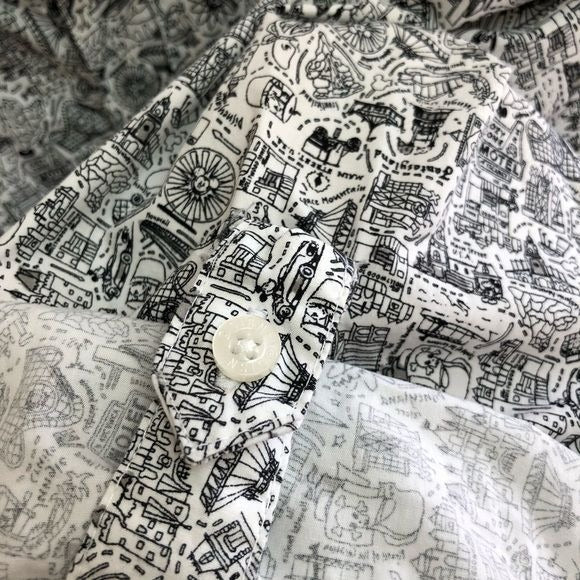 Disney Park Disneyland Attractions Park Map Button Up Shirt | Extra Extra Large
