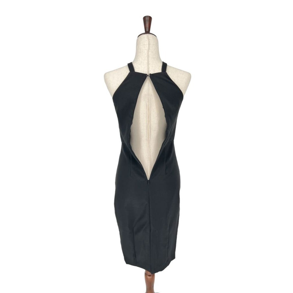 Lulu's Sexy Black Dress w/ Front Keyhole & Cross Straps | Small