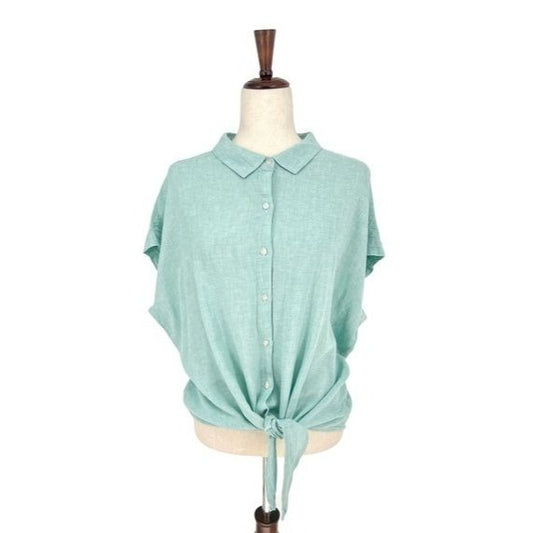 Weatherproof Vintage Tie Front Linen Shirt | Extra Extra Large