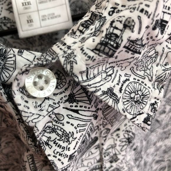 Disney Park Disneyland Attractions Park Map Button Up Shirt | Extra Extra Large