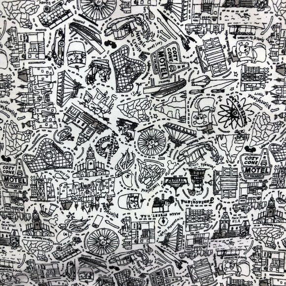 Disney Park Disneyland Attractions Park Map Button Up Shirt | Extra Extra Large