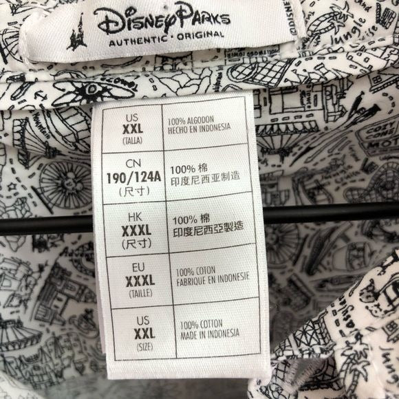 Disney Park Disneyland Attractions Park Map Button Up Shirt | Extra Extra Large
