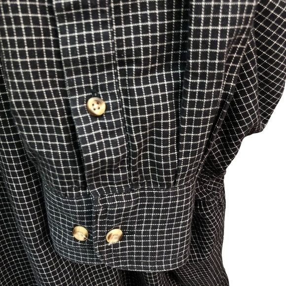 Vintage CC Courtenay Graphed Pattern Button Up No Collar Shirt | Extra Large