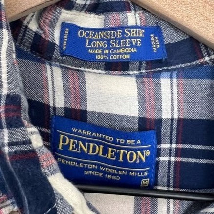 Pendleton Oceanside Plaid Button Up Collar Shirt | Medium