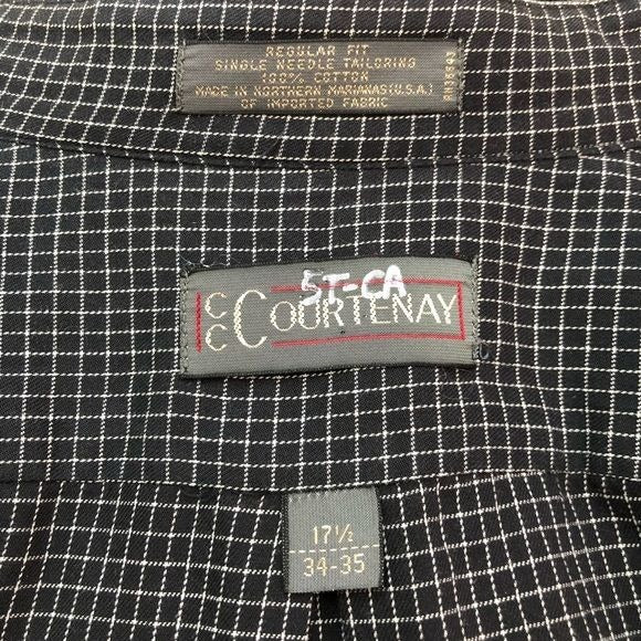 Vintage CC Courtenay Graphed Pattern Button Up No Collar Shirt | Extra Large