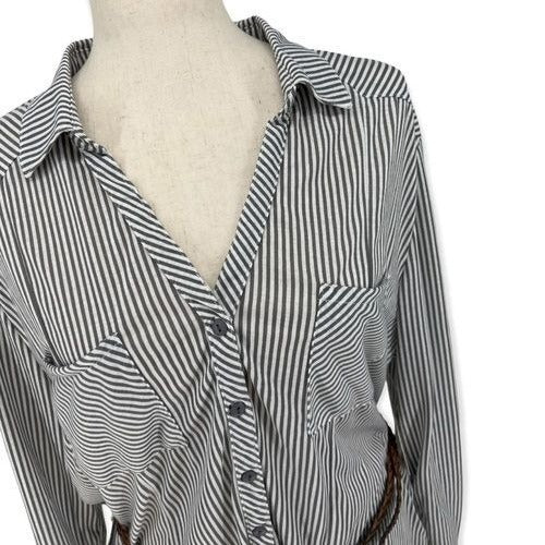 NWT Passport Striped Belted Button Up Top | 2x