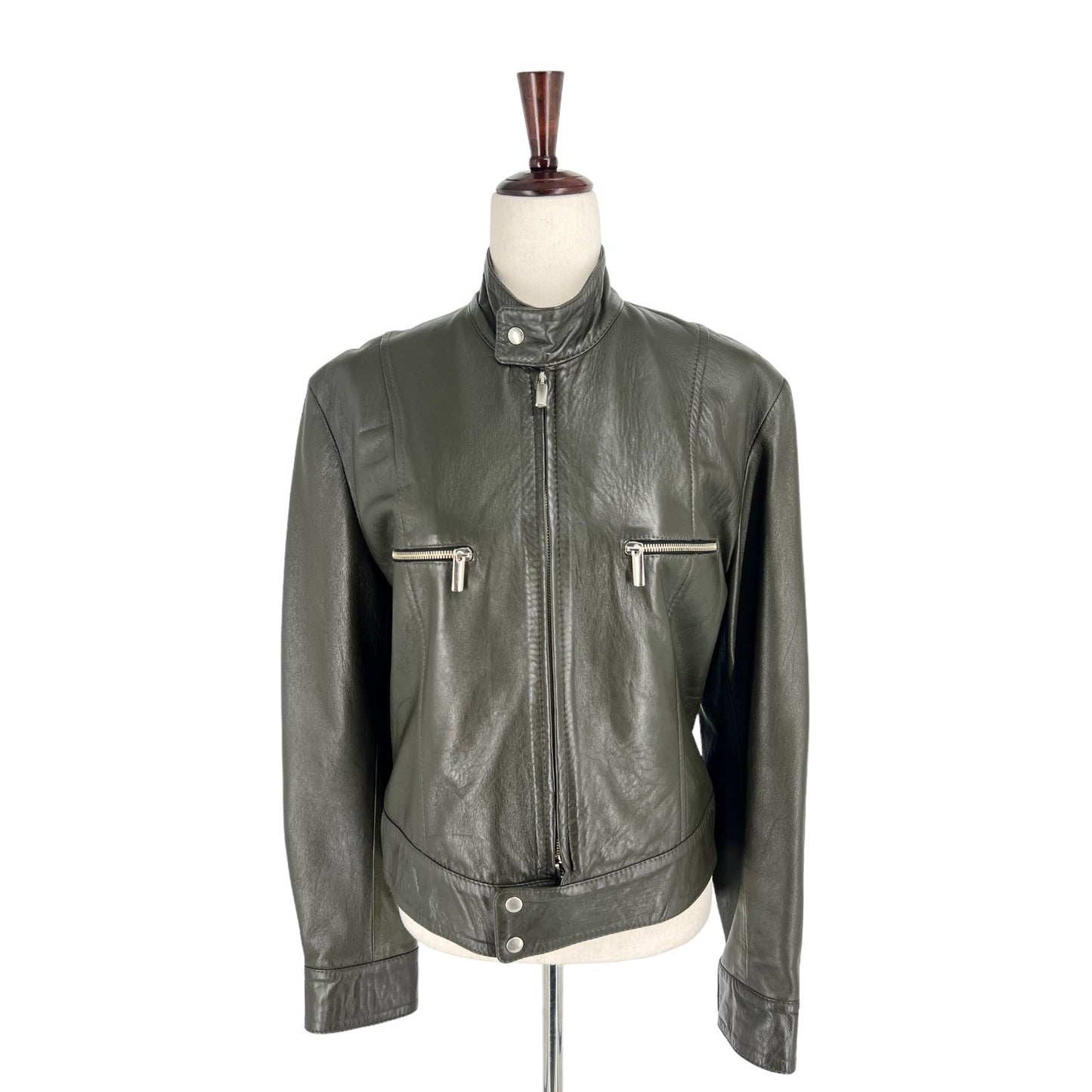 Vera Pelle Faux Leather Zip Up Jacket | Medium