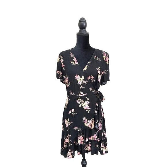 NWT Xhilaration Faux Wrap V-neck Ruffle Floral Mini Dress | Medium