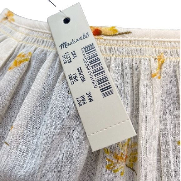 NWT Madewell Smocked Button-Up Top in French Daisies | Extra Extra Small