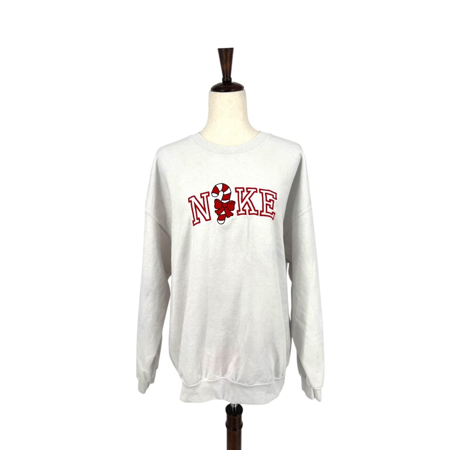 Nike Candy Cane Logo White Crewneck | Extra Large