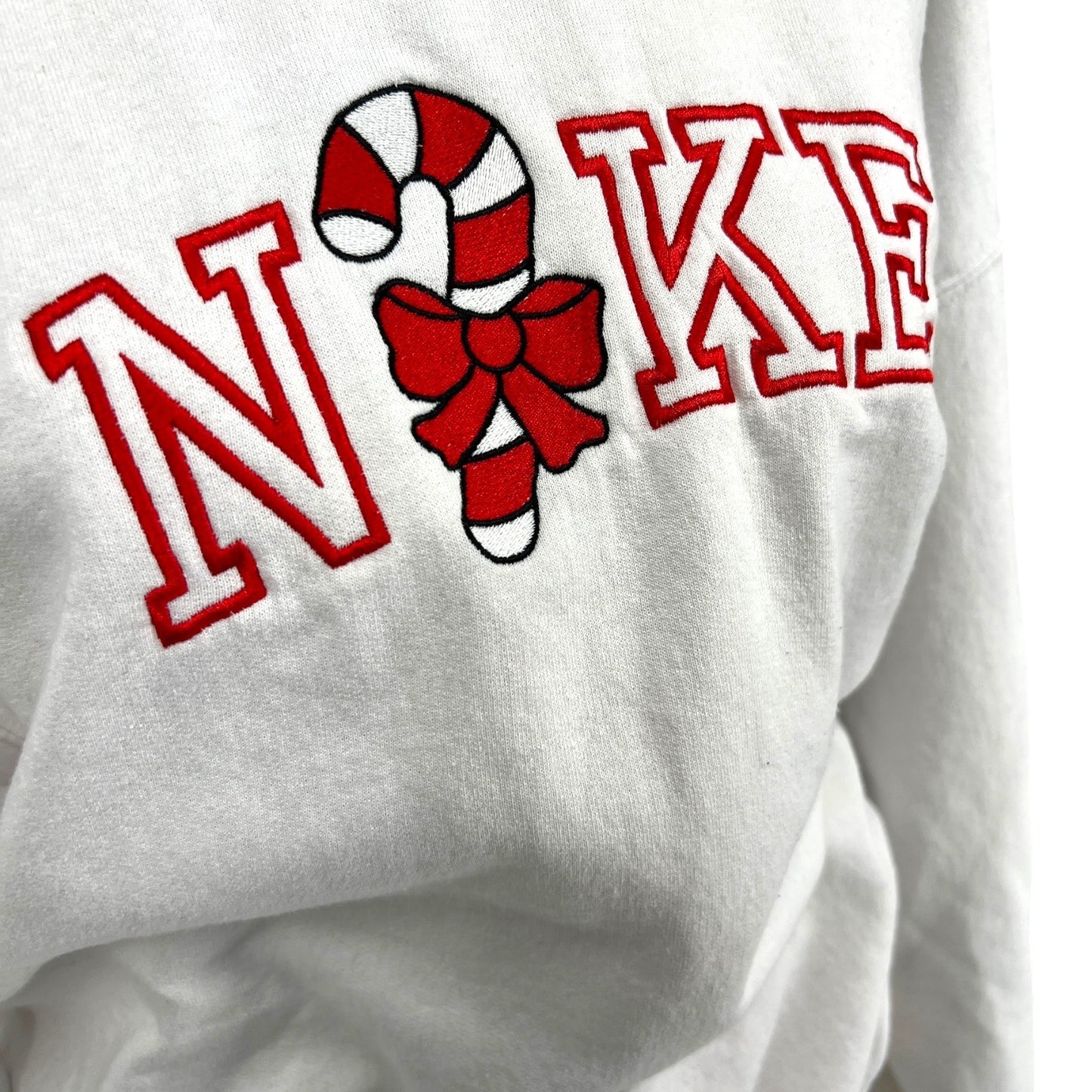 Nike Candy Cane Logo White Crewneck | Extra Large