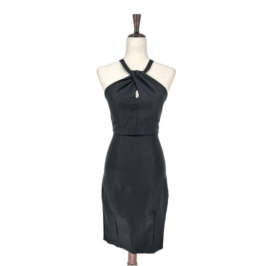 Lulu's Sexy Black Dress w/ Front Keyhole & Cross Straps | Small