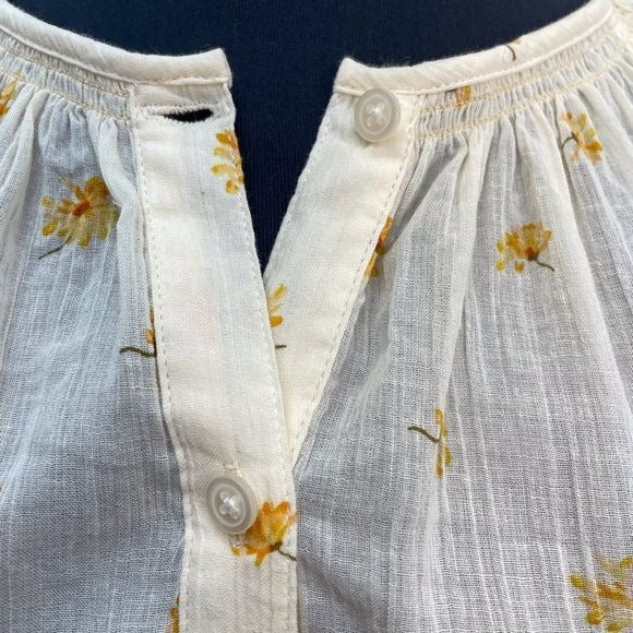 NWT Madewell Smocked Button-Up Top in French Daisies | Extra Extra Small