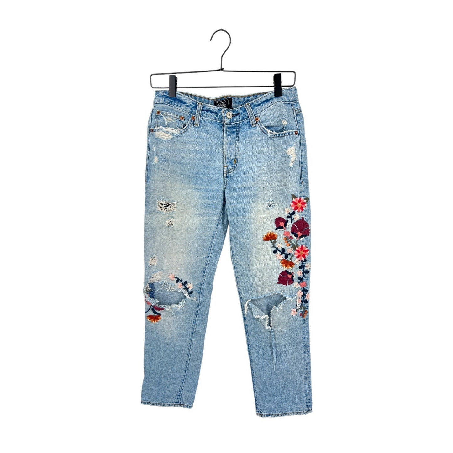 Abercrombie & Fitch A&F Harper Low Rise Ankle Embroidered Jeans | 24