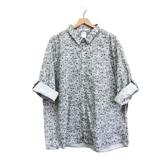 Disney Park Disneyland Attractions Park Map Button Up Shirt | Extra Extra Large