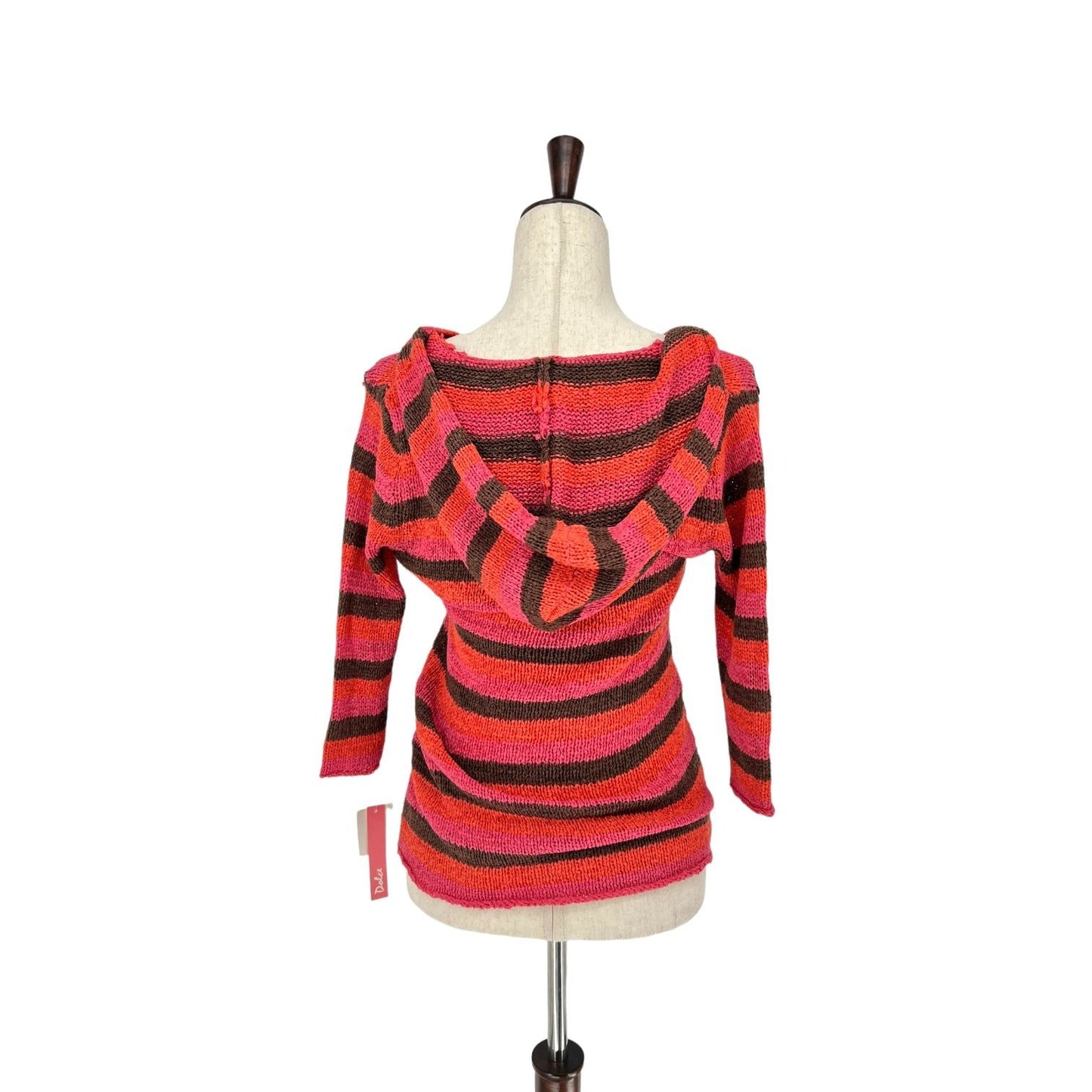 NWT Dolce Hodded Knit Striped Sweater - Small