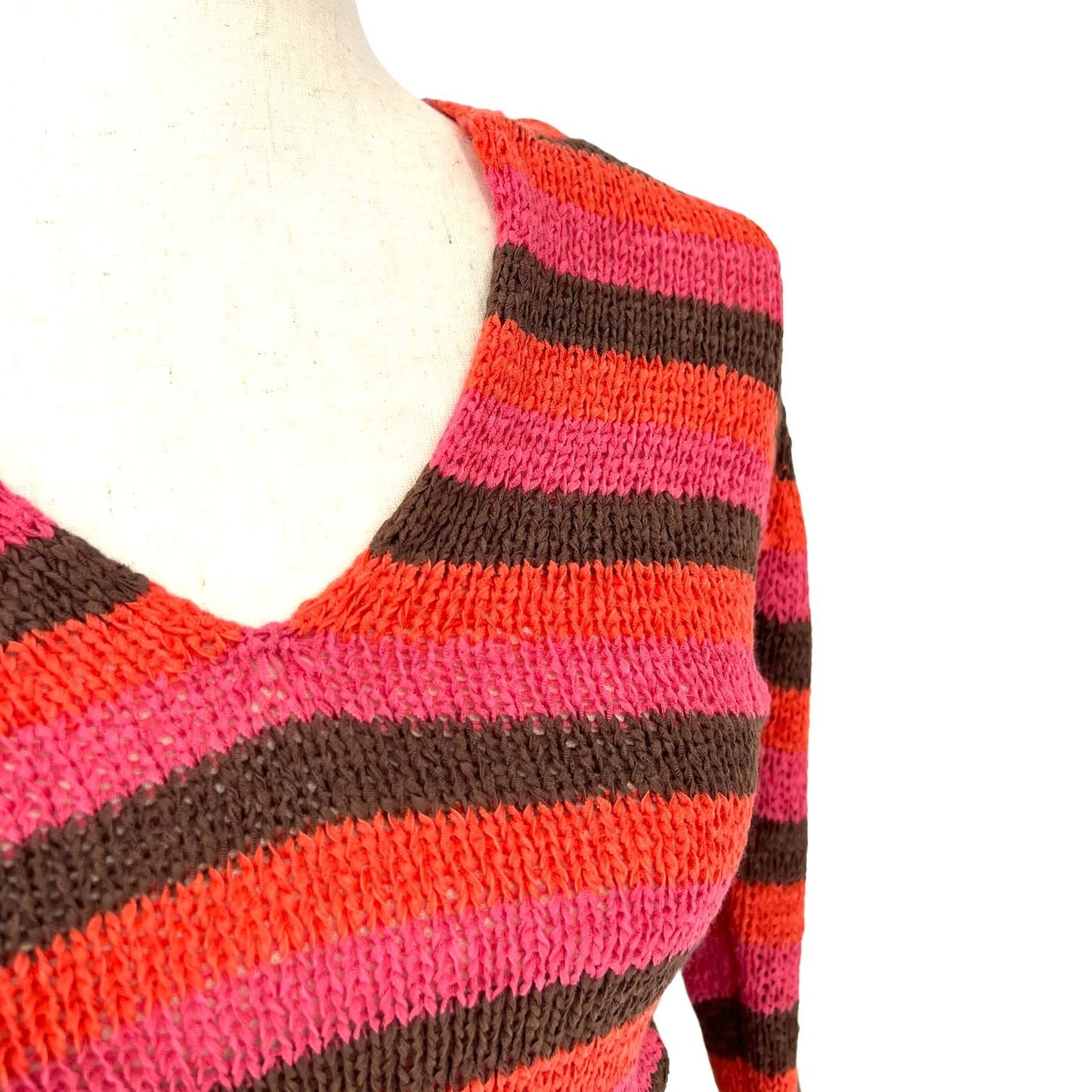 NWT Dolce Hodded Knit Striped Sweater - Small