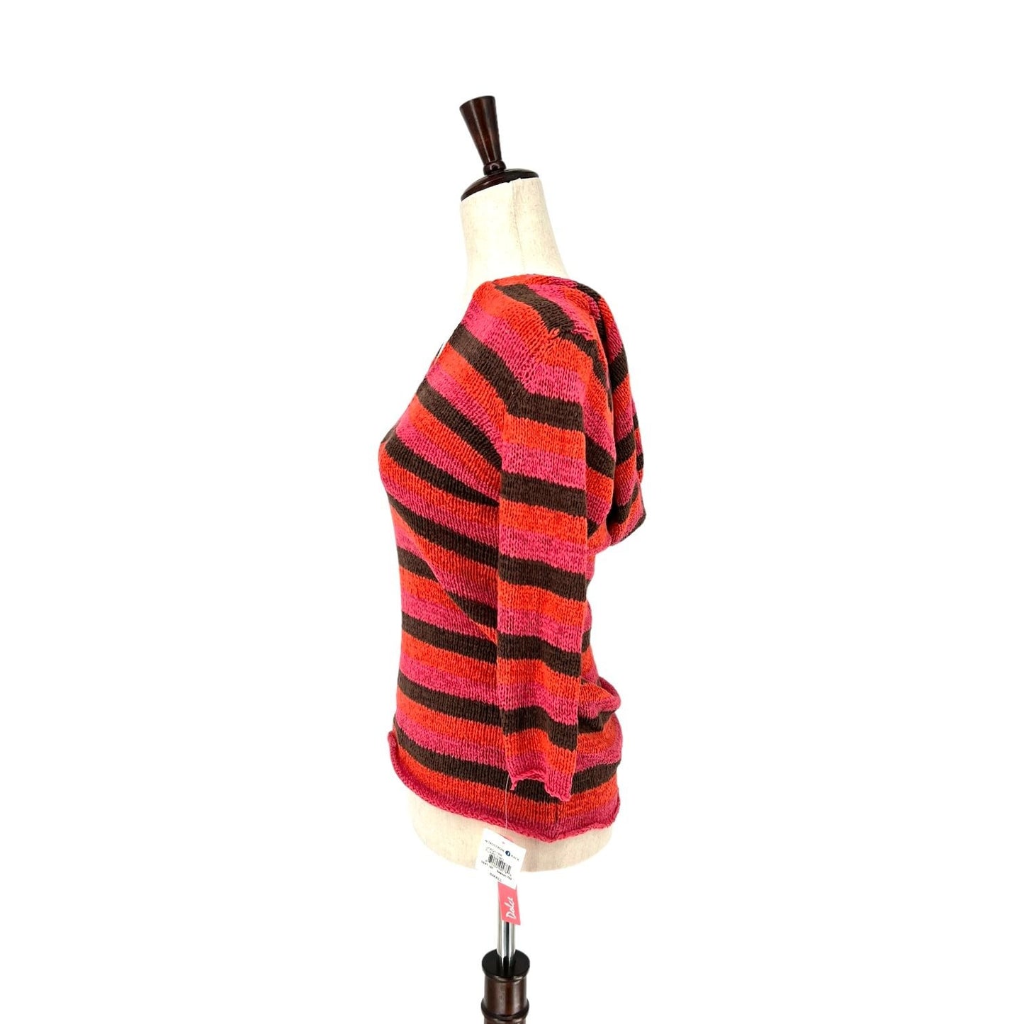 NWT Dolce Hodded Knit Striped Sweater - Small