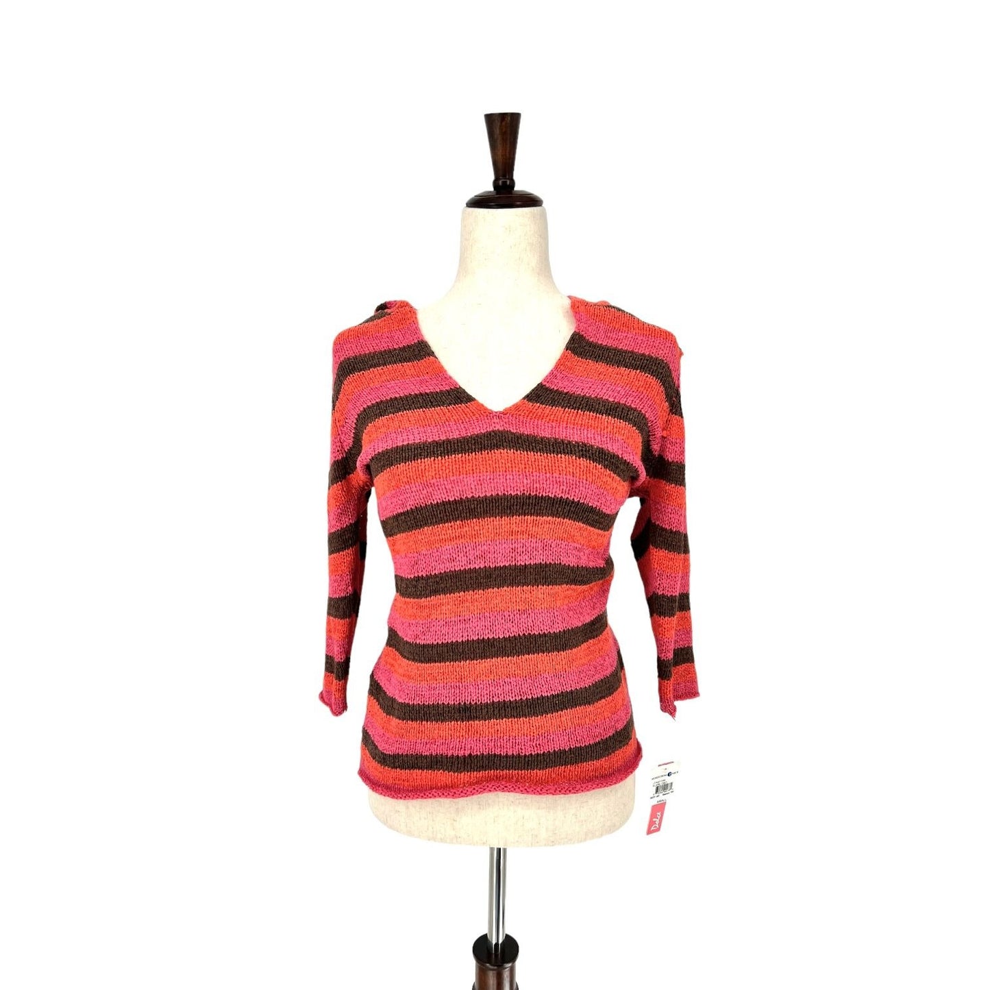 NWT Dolce Hodded Knit Striped Sweater - Small